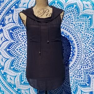 Maurices Black Chiffon Hooded Tank